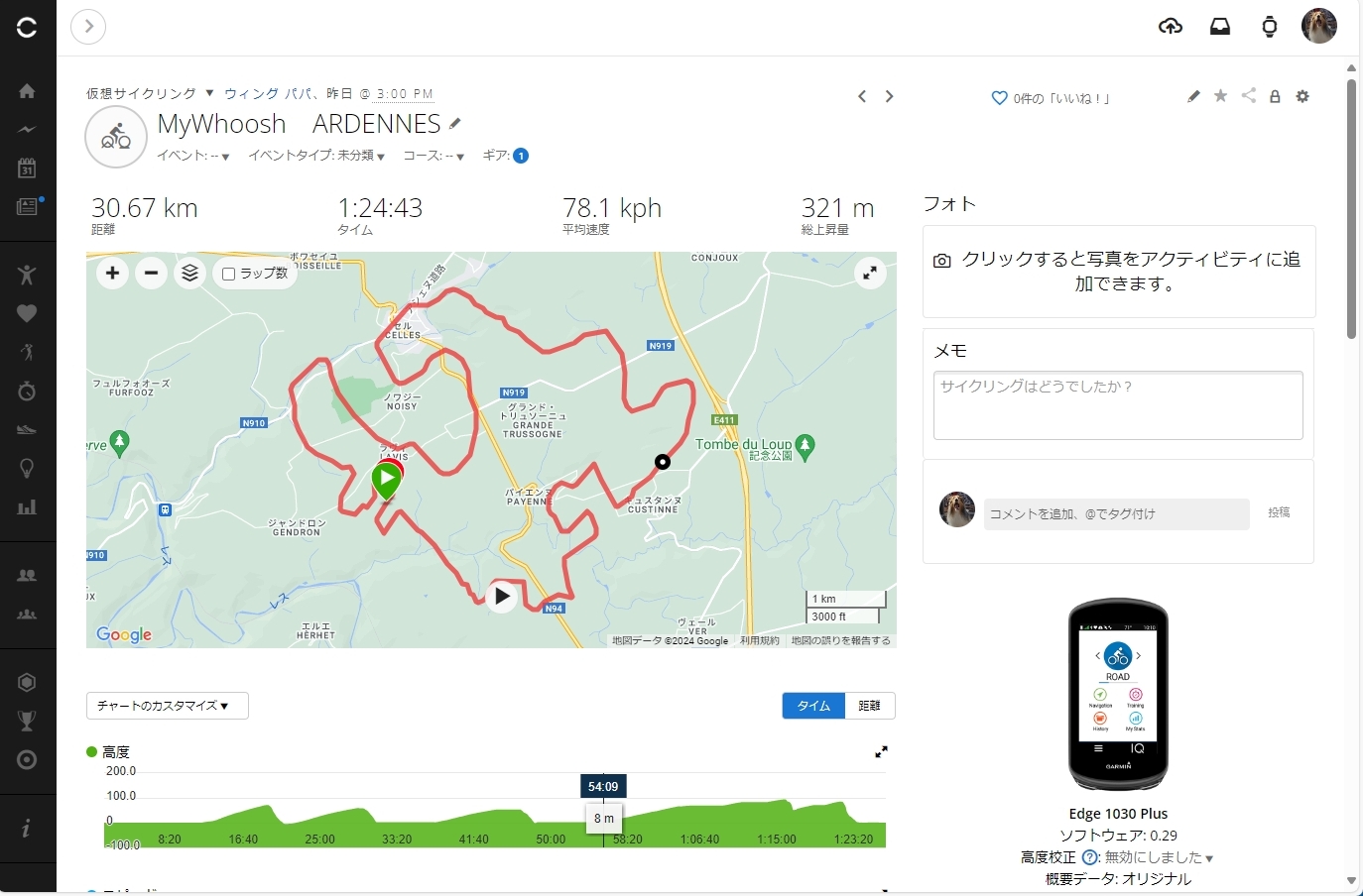 MyWhooshからGarminにデータを渡す