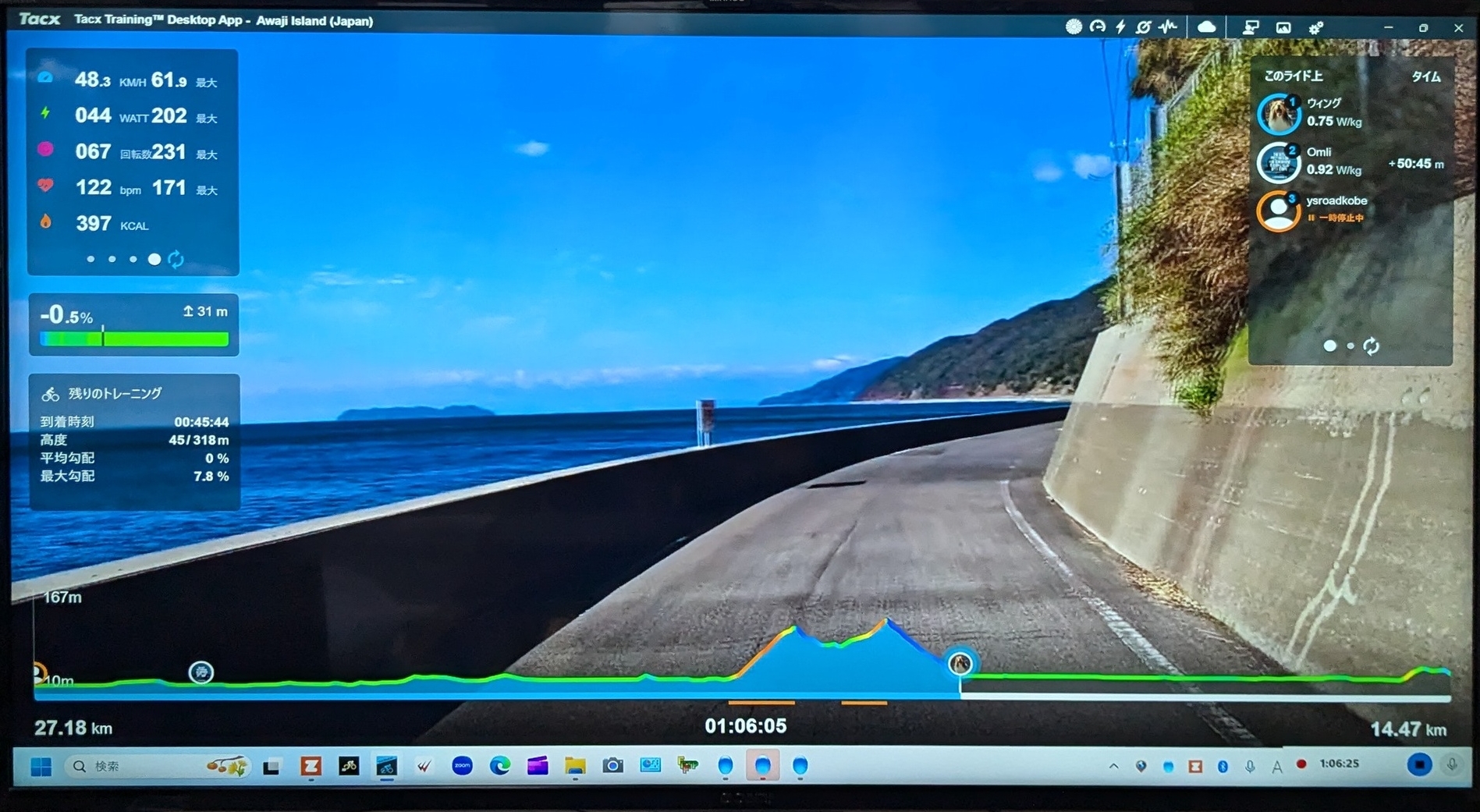 Tacx Trainingで淡路島を走る