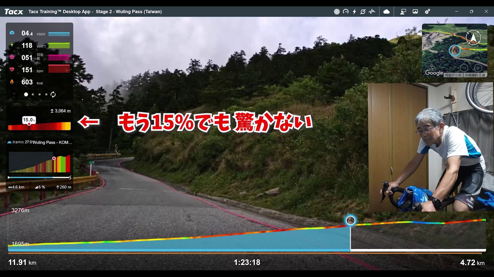 TacxでWuling Pass（武嶺）を目指す（完結編）